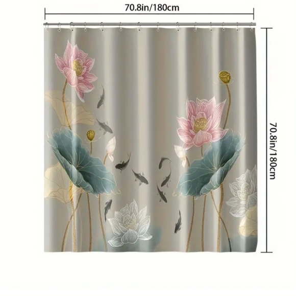 WORLD MARKET FABRIC LOTUS PRINT SHOWER CURTAIN NWT - Picture 4 of 5